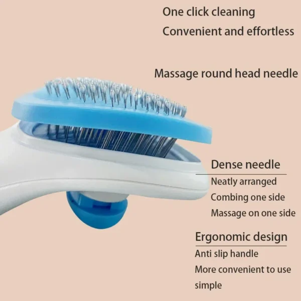Pet Hair Brush & Comb – Grooming Tool for Dogs & Cats - Image 3