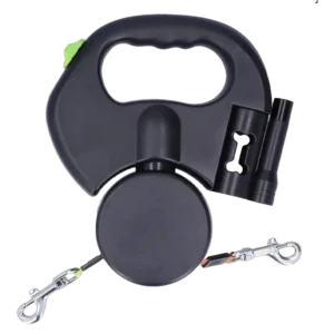 2-in-1 Retractable Pet Leash with Flashlight & Bag Holder