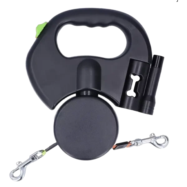 2-in-1 Retractable Pet Leash with Flashlight & Bag Holder
